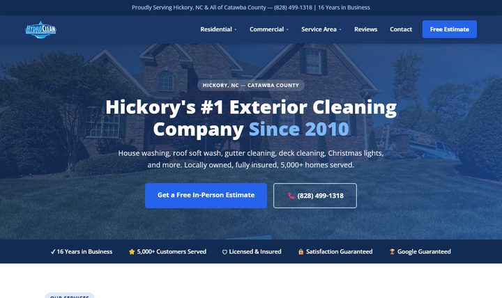 HydroClean Pressure Washing — live site
